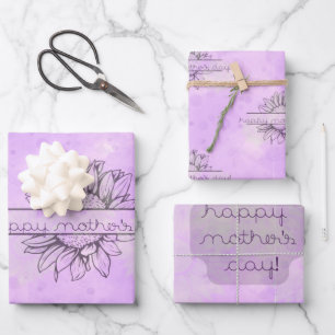 Lilac Sunflower Mother's Day Wrapping Paper Set