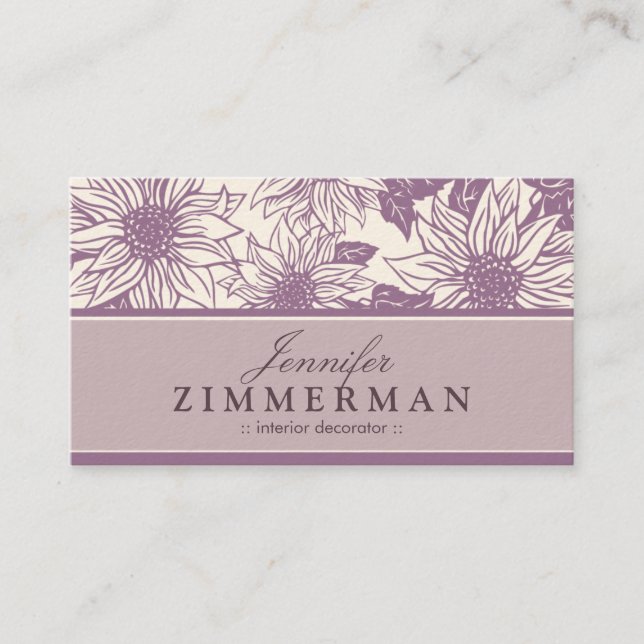 Lilac Sunflowers Floral Business Card (Front)