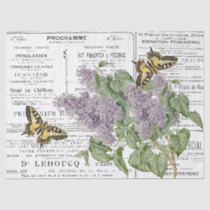 Lilac Swallowtail Butterfly French Newspaper Ads Tissue Paper
