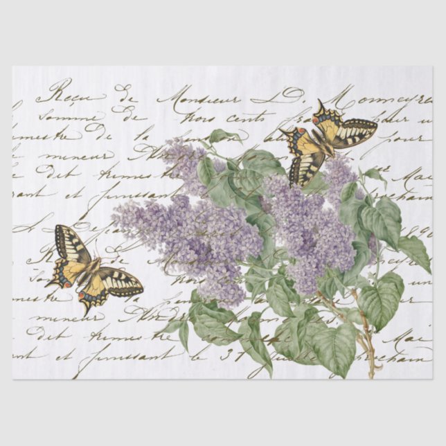 Lilac Swallowtail Butterfly French Script Craft Tissue Paper (Front)