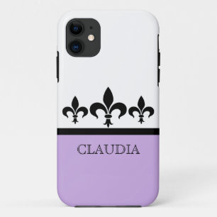Lilac Swanky Fleur De Lis BT iPhone 5 Case