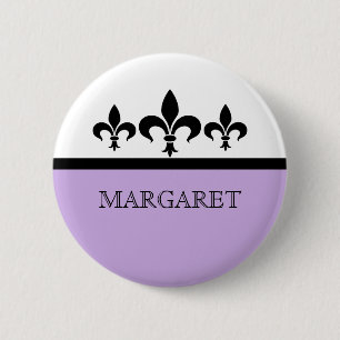 Lilac Swanky Fleur De Lis Button