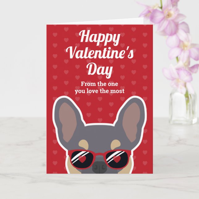 Lilac Tan French Bulldog Valentine's Day Card (Orchid)
