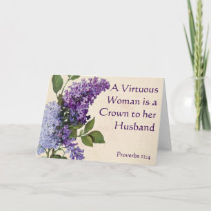 Lilac themed Christian greeting card for wife