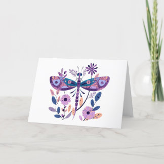 Lilac Themed Dragonfly Blank Note Card