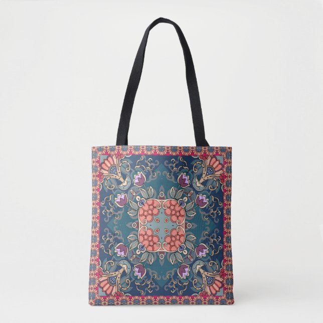 Lilac tulip flowers, ornamental floral frame. tote bag (Front)