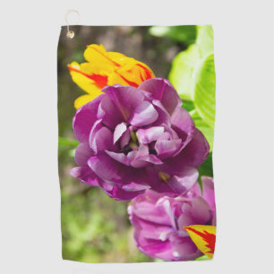Lilac tulips on a sunny day   golf towel