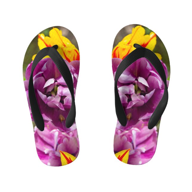 Lilac tulips on a sunny day    kid's flip flops (Footbed)
