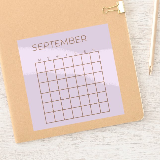 Lilac Undated September Calendar for Organisation (Notebook)