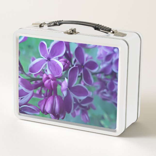 Lilac variety of colours  metal lunch box (Front)