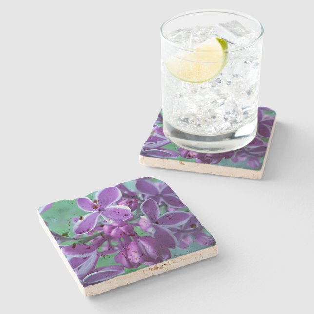 Lilac variety of colours  stone coaster (Side)