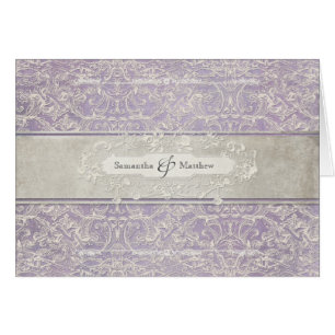 Lilac Vintage Antique Lace Grey Cream Scrollwork