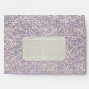 Lilac Vintage French Regency Lace Etched Wedding Envelopes