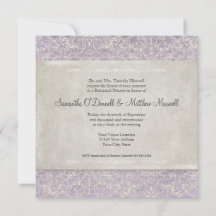 Lilac Vintage French Regency Lace Rehearsal Dinner Invitation