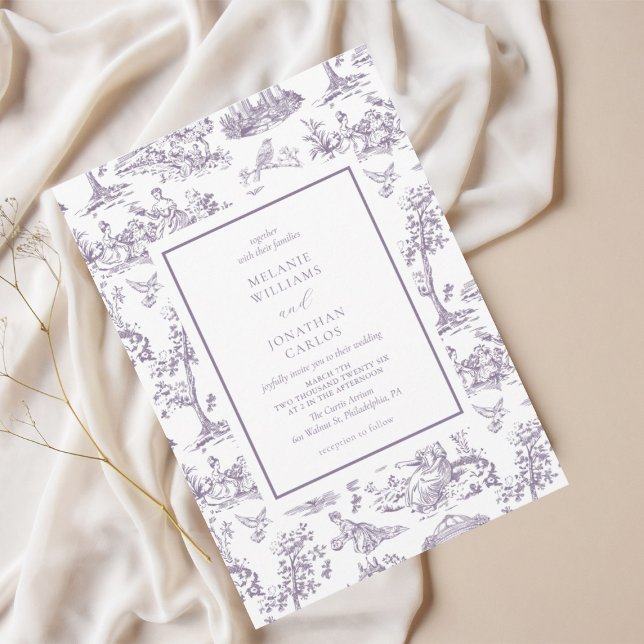 Lilac Vintage Toile Classic Wedding Invitation (Creator Uploaded)