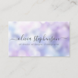 Lilac  Violet and Blue Bokeh Marble Business Card