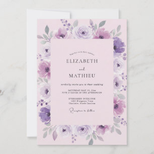 Lilac Violet Watercolor Wedding Invitation