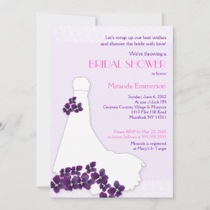 Lilac & Violets Bride Dress Bridal Shower 5x7 Invitation