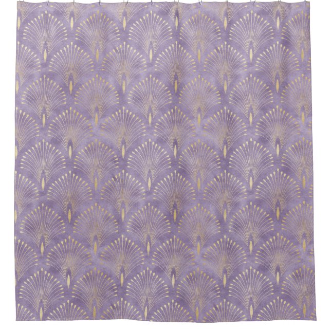 Lilac watercolor art deco shower curtain (Front)