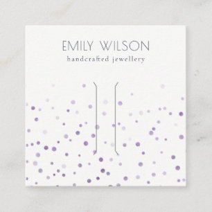 Lilac Watercolor Confetti Bow Hair Clip Display Square Business Card