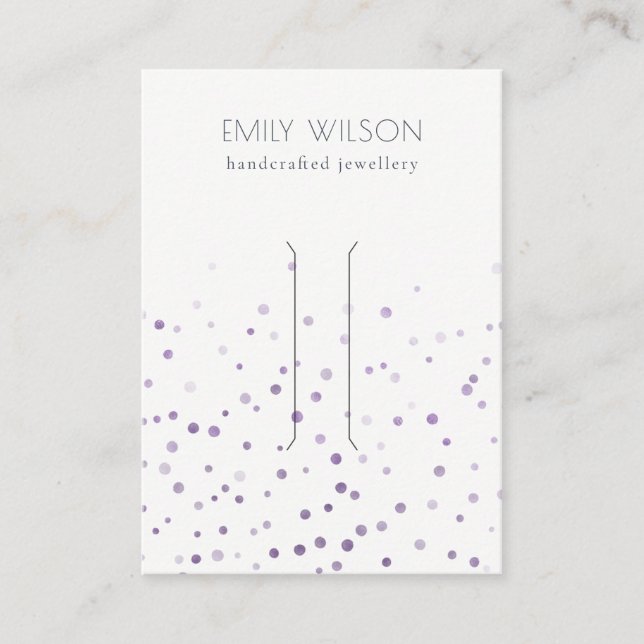 Lilac Watercolor Confetti Hair Clip Display Business Card (Front)