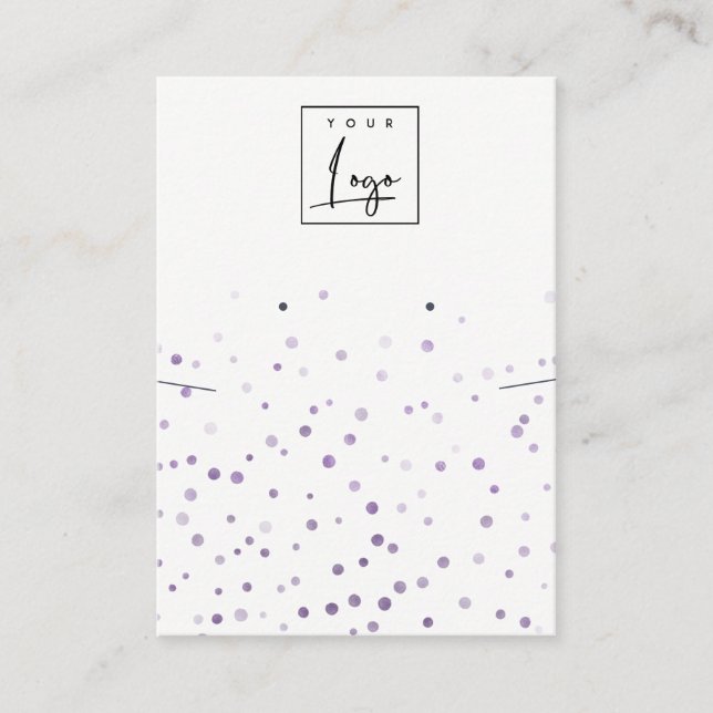 Lilac Watercolor Confetti Logo Earring Necklace Business Card (Front)