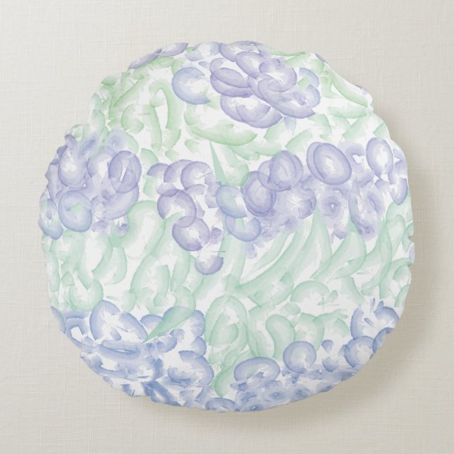 Lilac Watercolor Design Round Cushion (Front)