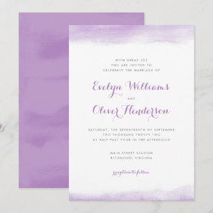 Lilac Watercolor Dip Wedding Invitation