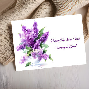 Lilac Watercolor Elegant Happy Mother's Day Holiday Card