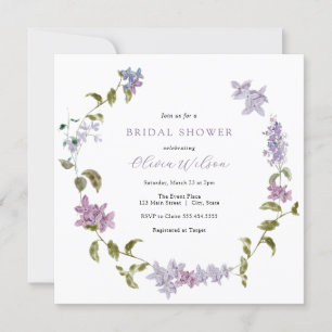 Lilac Watercolor Floral Bridal Shower Invitation