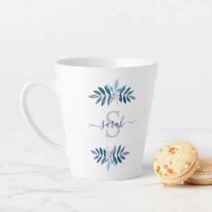 Lilac Watercolor Floral Monogram Latte Mug