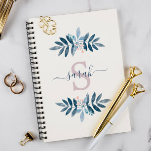 Lilac Watercolor Floral Monogrammed Notebook