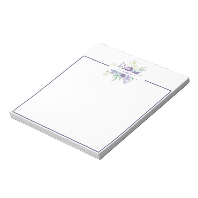 Lilac watercolor floral personalised notepad (Rotated)