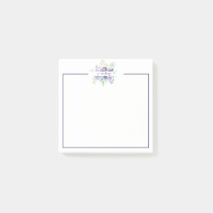Lilac watercolor floral personalised post-it notes