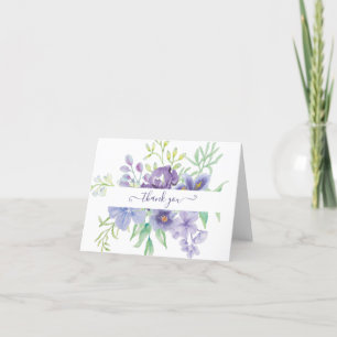 Lilac watercolor floral personalised  thank you ca card