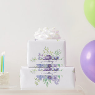 Lilac watercolor floral personalised wrapping pape wrapping paper
