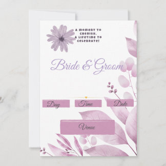 Lilac Watercolor Floral Wedding Invitation | A Mum