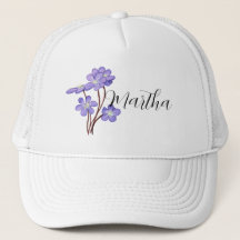 Lilac Watercolor flower with name Trucker Hat