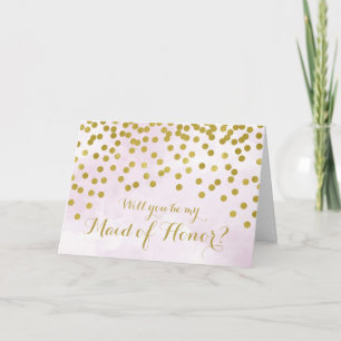 Lilac Watercolor Gold Dots Maid of Honour Invite