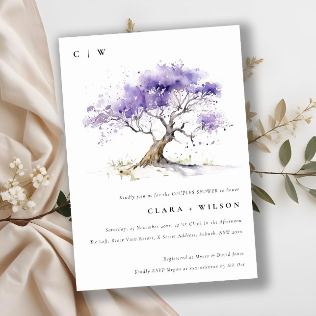 Lilac Watercolor Jacaranda Tree Couples Shower Invitation (Creator Uploaded)