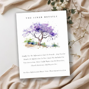 Lilac Watercolor Jacaranda Tree Wedding Details Enclosure Card