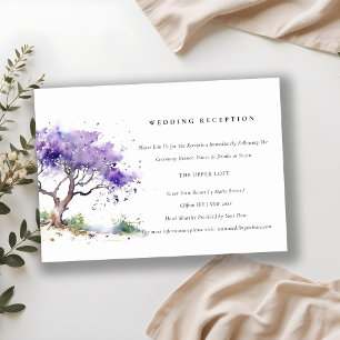 Lilac Watercolor Jacaranda Tree Wedding Reception Enclosure Card