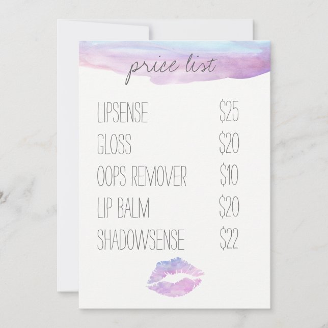 Lilac Watercolor Price cards (Front)