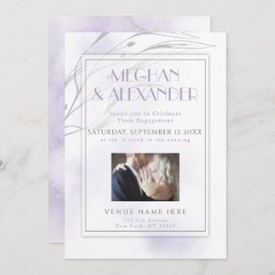 Lilac Watercolor Splash Willow Branch Photo Frame Invitation