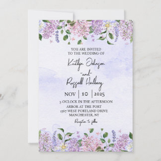 Lilac Watercolor Wedding Invitation