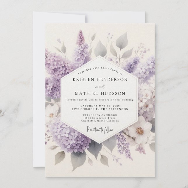 Lilac Watercolor Wedding Invitation (Front)