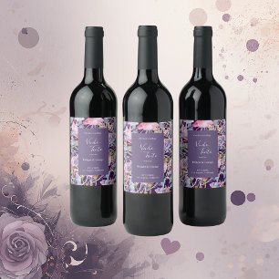 Lilac Watercolor Wildflower Greenery Foliage Wine Label