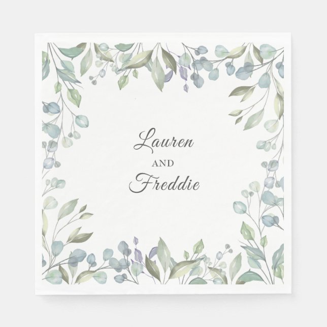 Lilac Watercolour Floral Wedding Napkin (Front)