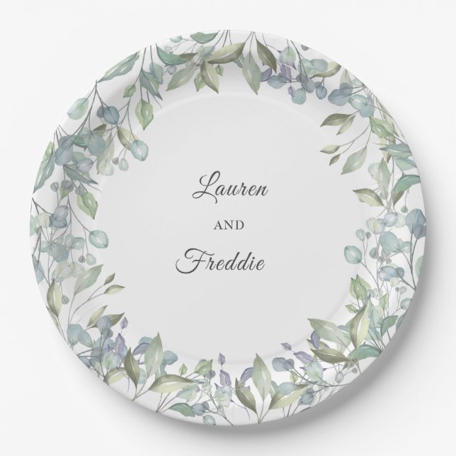 Lilac Watercolour Floral Wedding Paper Plate (Front)
