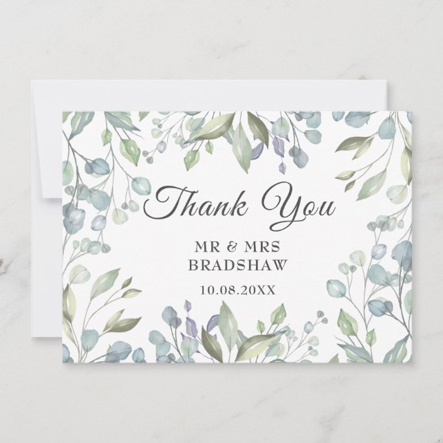 Lilac Watercolour Floral Wedding Thank You Card (Front)